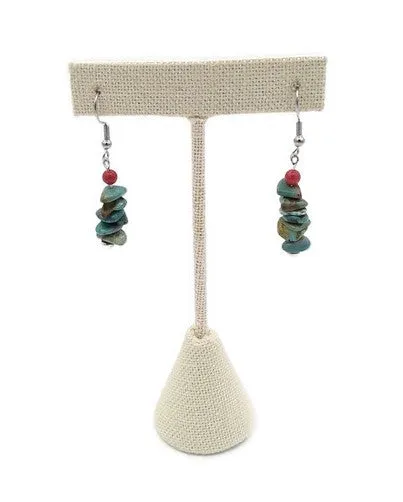 Southwest Style Turquoise & Red Coral Earrings
