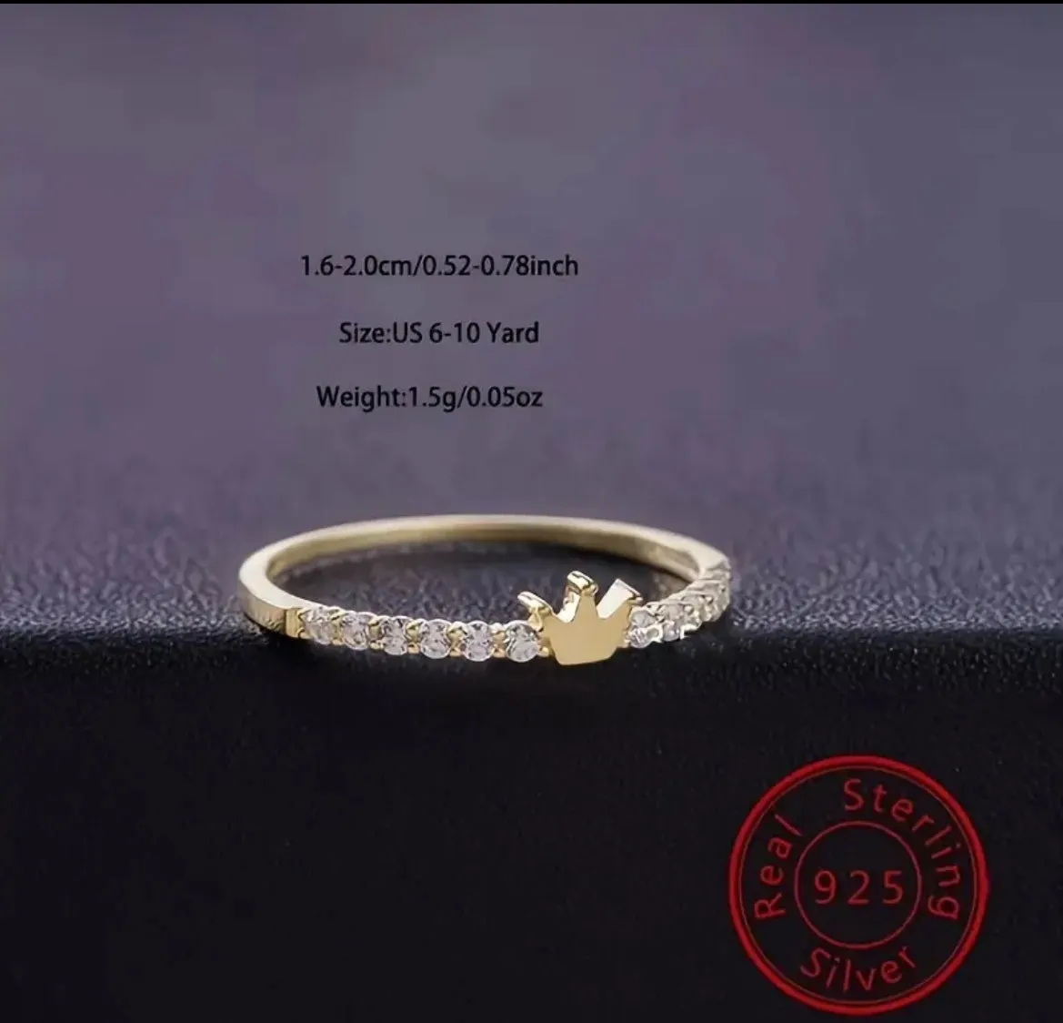 Sparkling Zircon Crown Ring