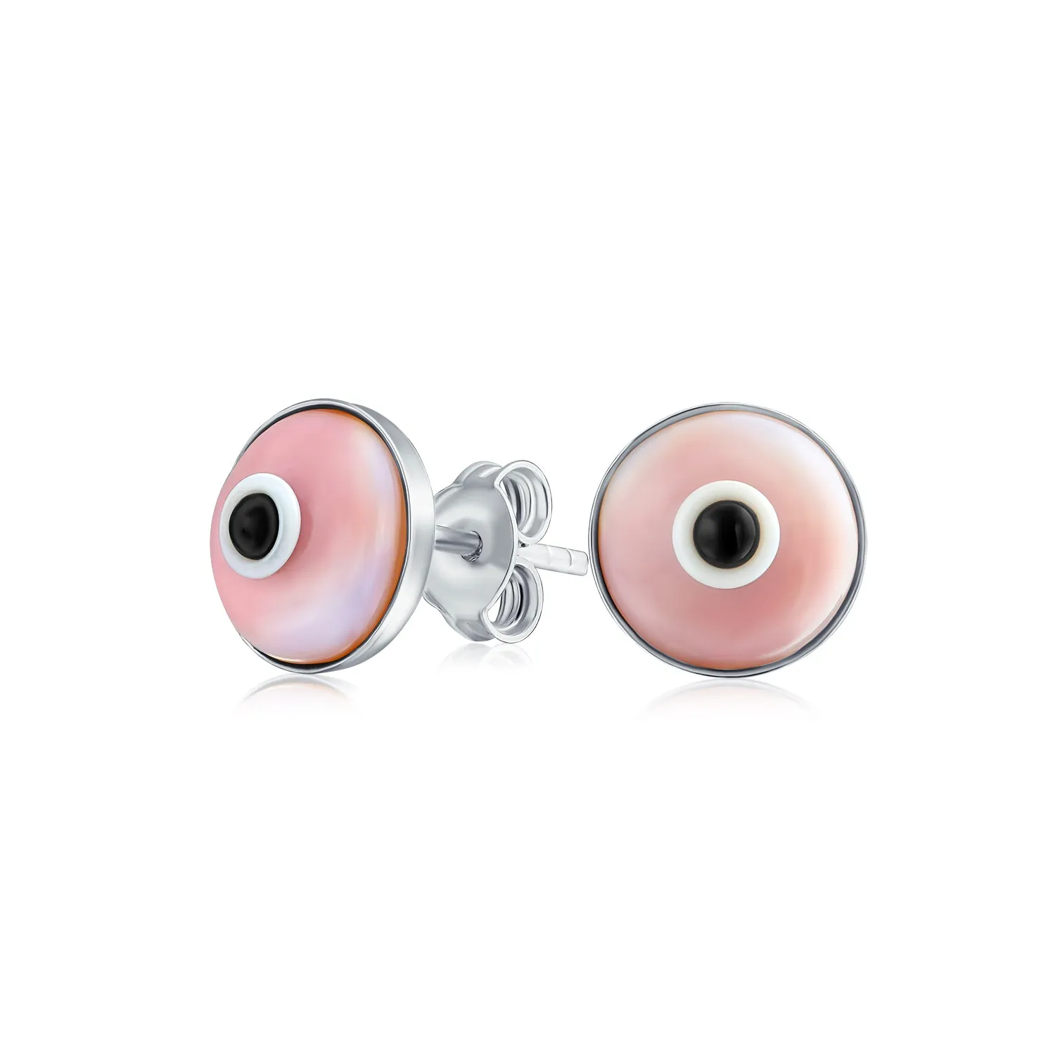 Spiritual Protection Evil Eye Stud Earrings Murano Glass Sterling Silver 9MM