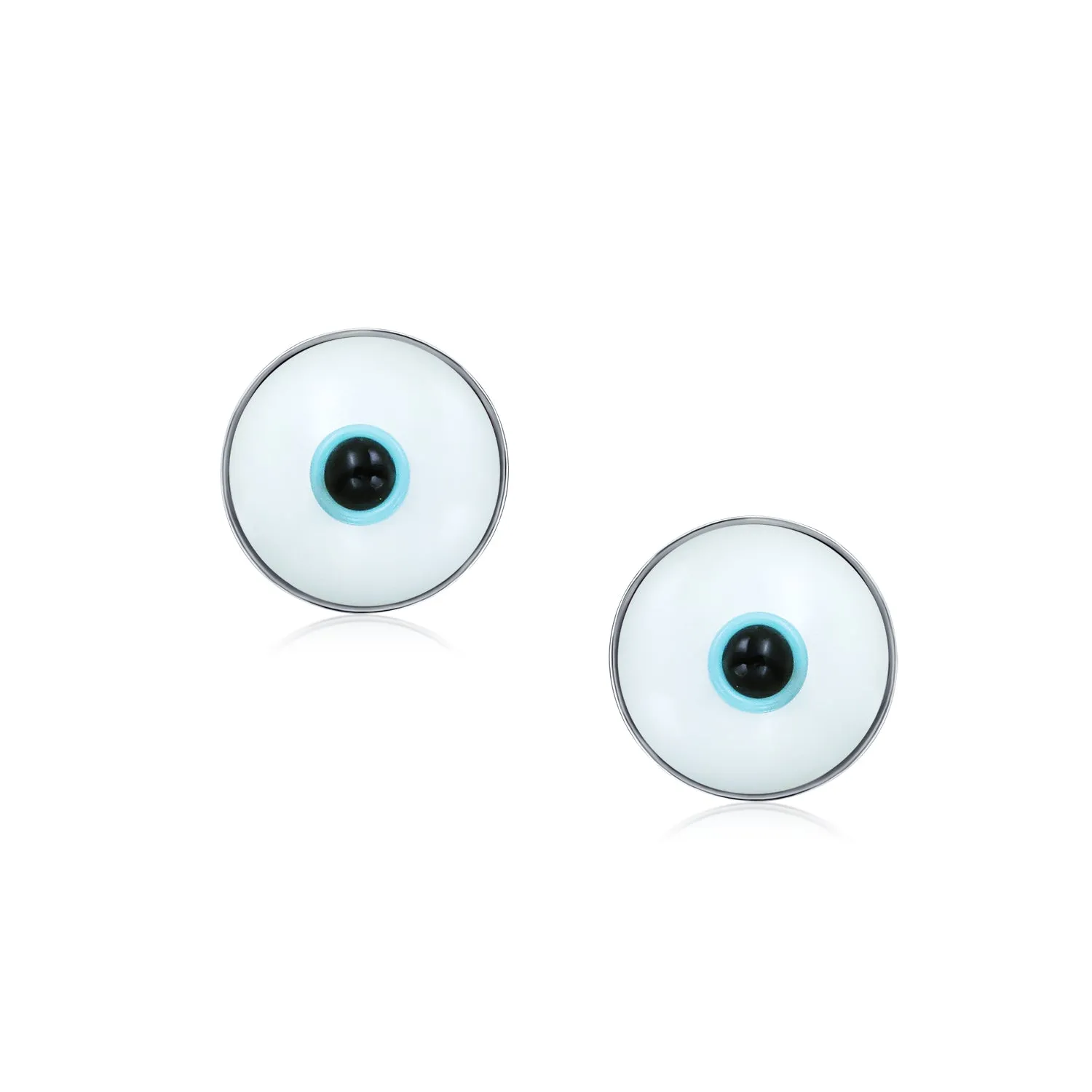 Spiritual Protection Evil Eye Stud Earrings Murano Glass Sterling Silver 9MM