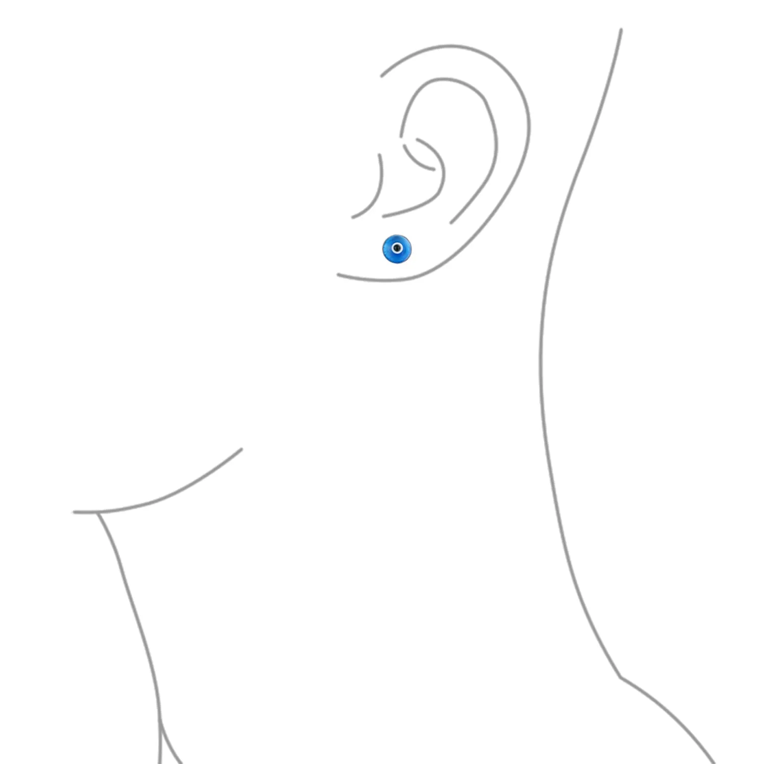 Spiritual Protection Evil Eye Stud Earrings Murano Glass Sterling Silver 9MM