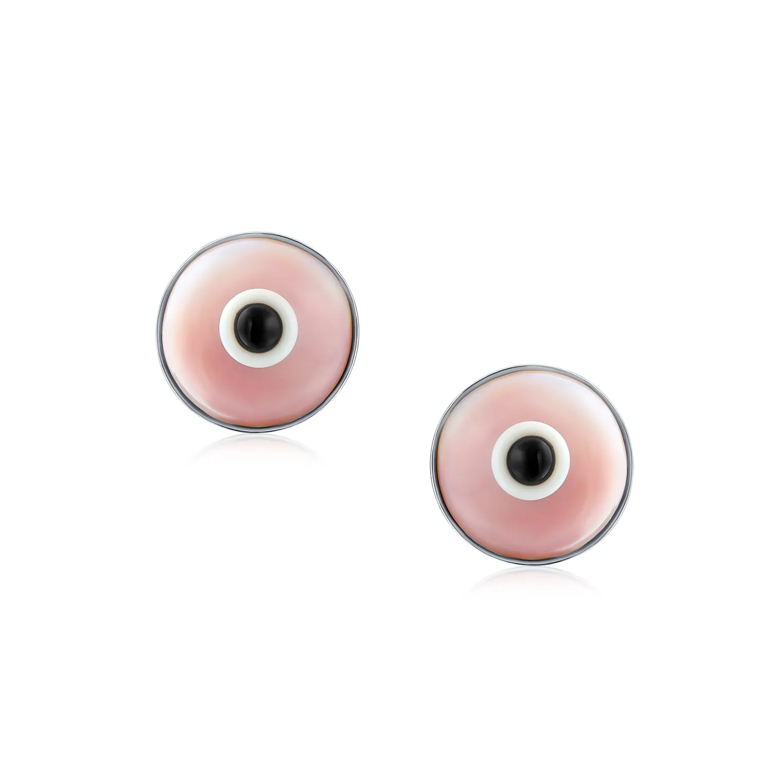 Spiritual Protection Evil Eye Stud Earrings Murano Glass Sterling Silver 9MM
