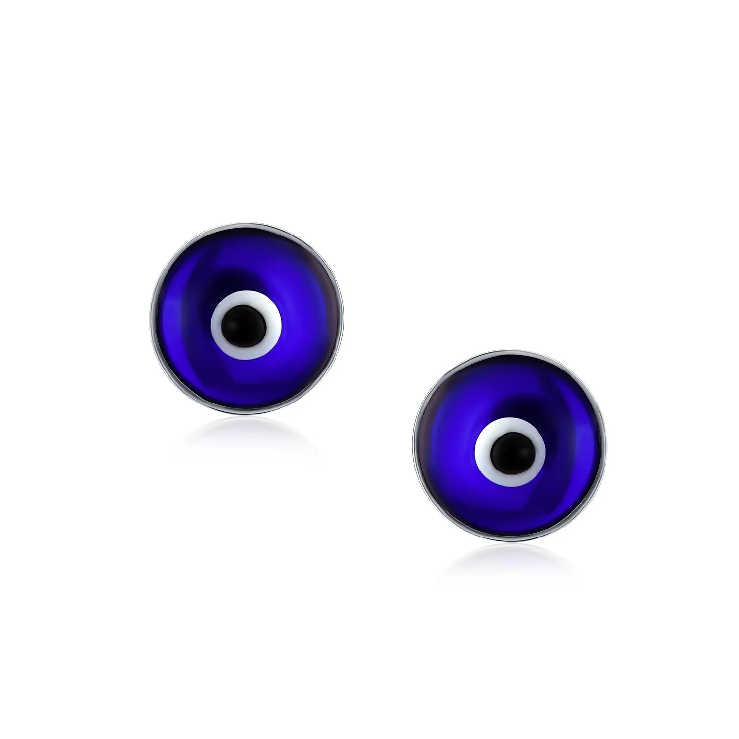 Spiritual Protection Evil Eye Stud Earrings Murano Glass Sterling Silver 9MM
