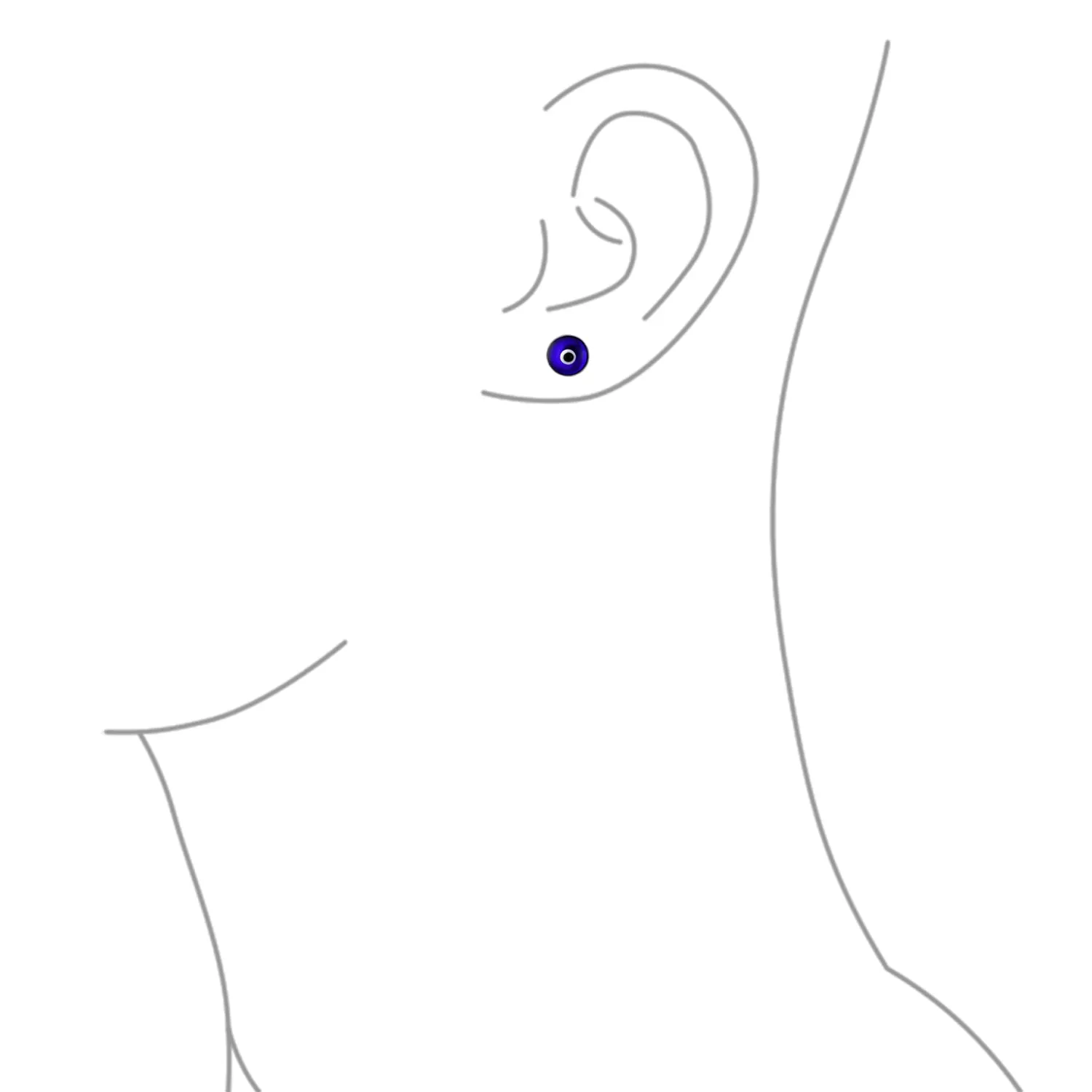 Spiritual Protection Evil Eye Stud Earrings Murano Glass Sterling Silver 9MM
