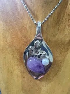 Spoon Pendant - Purple Stone