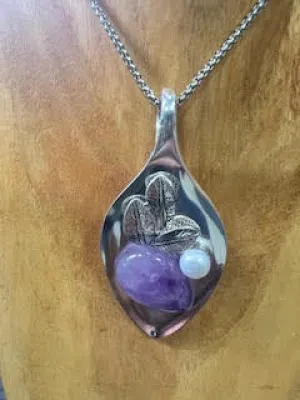 Spoon Pendant - Purple Stone