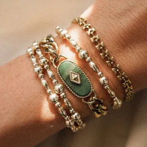 Stainless Steel 18k Gold Plated Metal Width Chain Adjustable Charm Bracelet Bangle Fashion Statement Trendy Jewelry