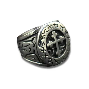 Stainless Steel Crucifix Signet Ring