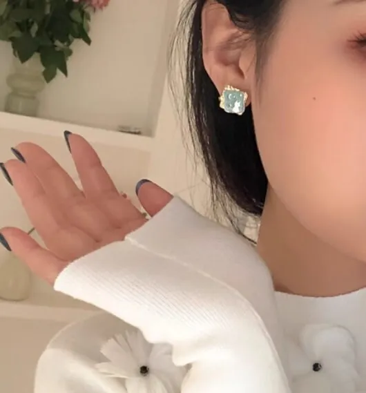 Starry Cat Enamel Blue Irregular-Shaped Earrings - Fun Feline Jewelry for Cosmic Style, gift for cat lovers, playful jewelry