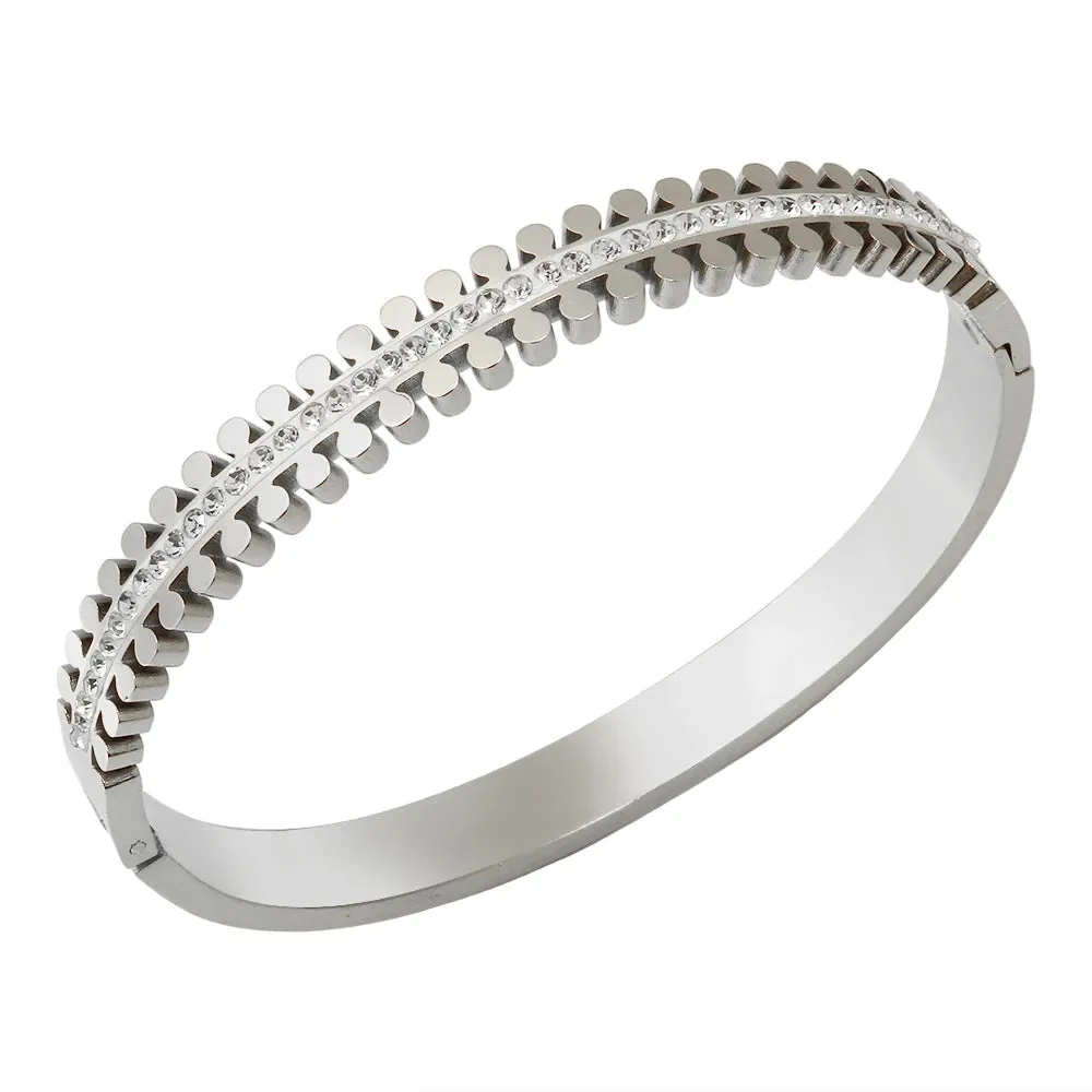 Stereoscopic Zircon Inlaid Bracelet Luxury Double Row Round Nail Design Bracelet