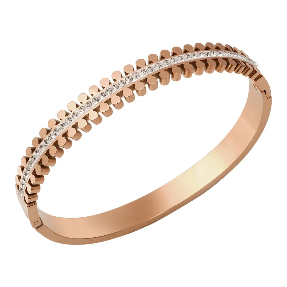Stereoscopic Zircon Inlaid Bracelet Luxury Double Row Round Nail Design Bracelet