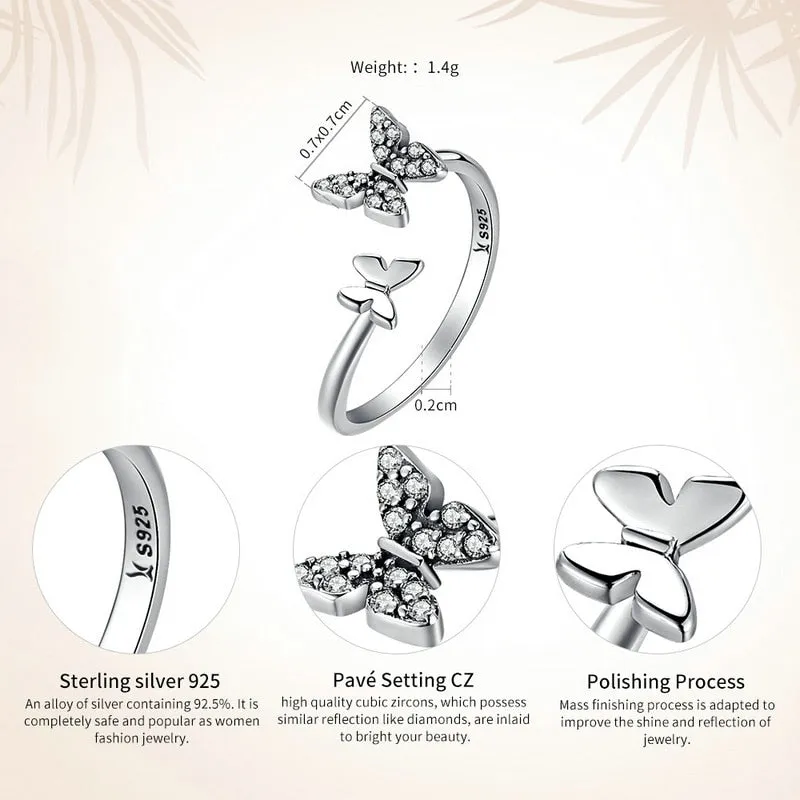 Sterling Silver Butterflies Dancing Elegant Rings