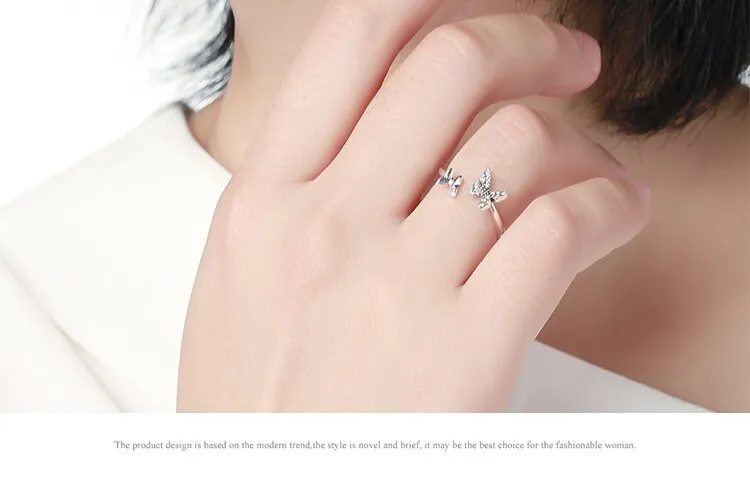 Sterling Silver Butterflies Dancing Elegant Rings
