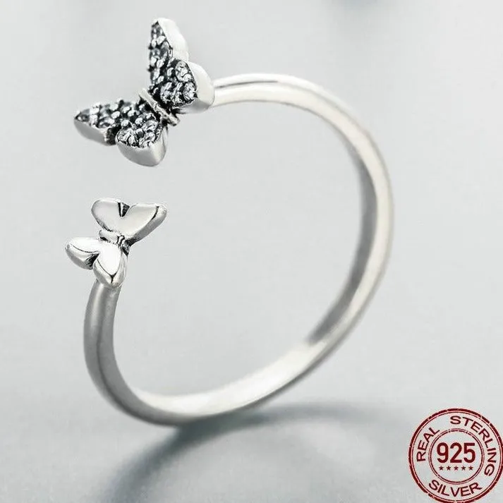 Sterling Silver Butterflies Dancing Elegant Rings