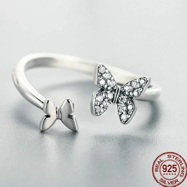 Sterling Silver Butterflies Dancing Elegant Rings