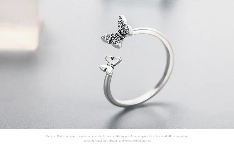 Sterling Silver Butterflies Dancing Elegant Rings