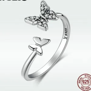 Sterling Silver Butterflies Dancing Elegant Rings