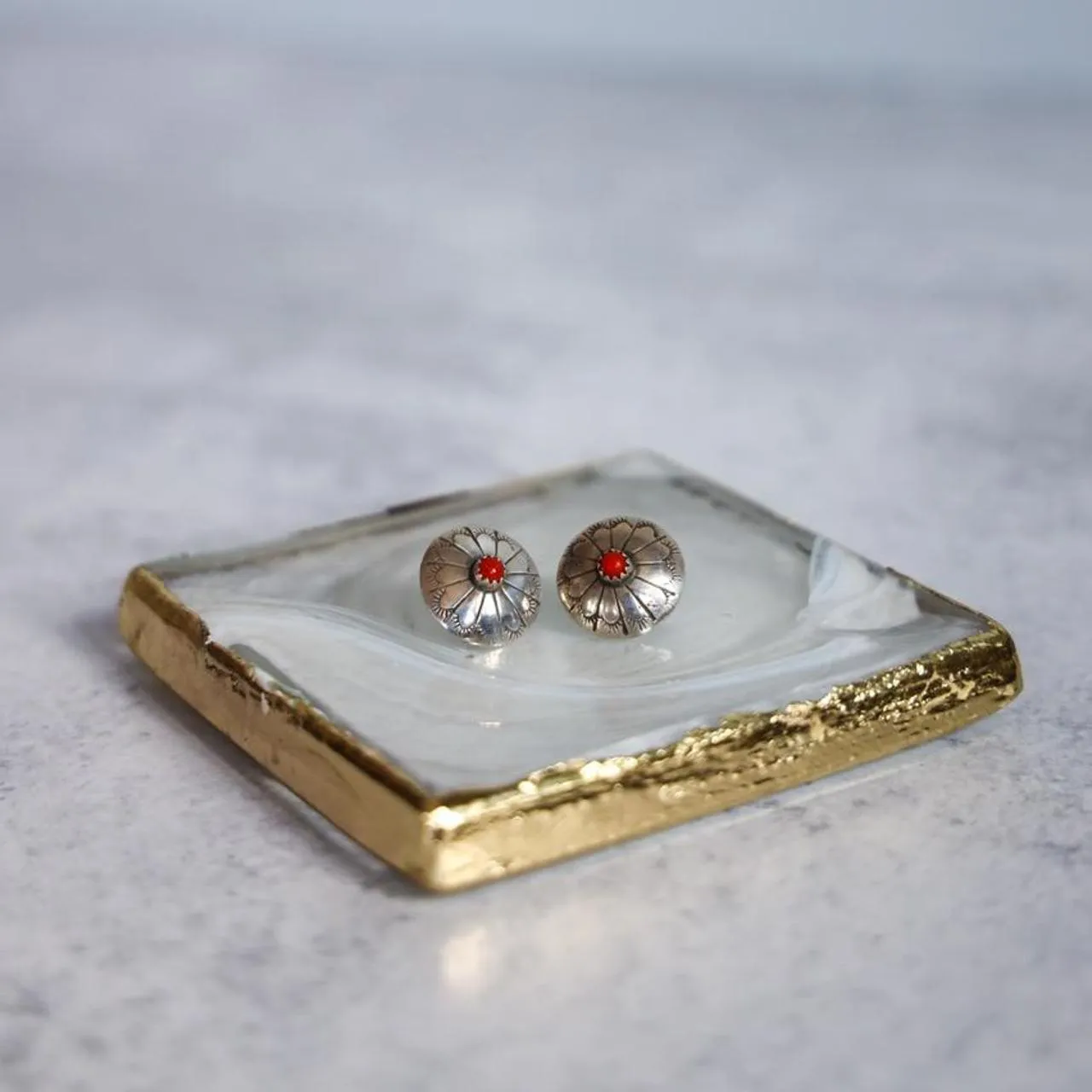 Sterling Silver Carnelian Stud Earrings