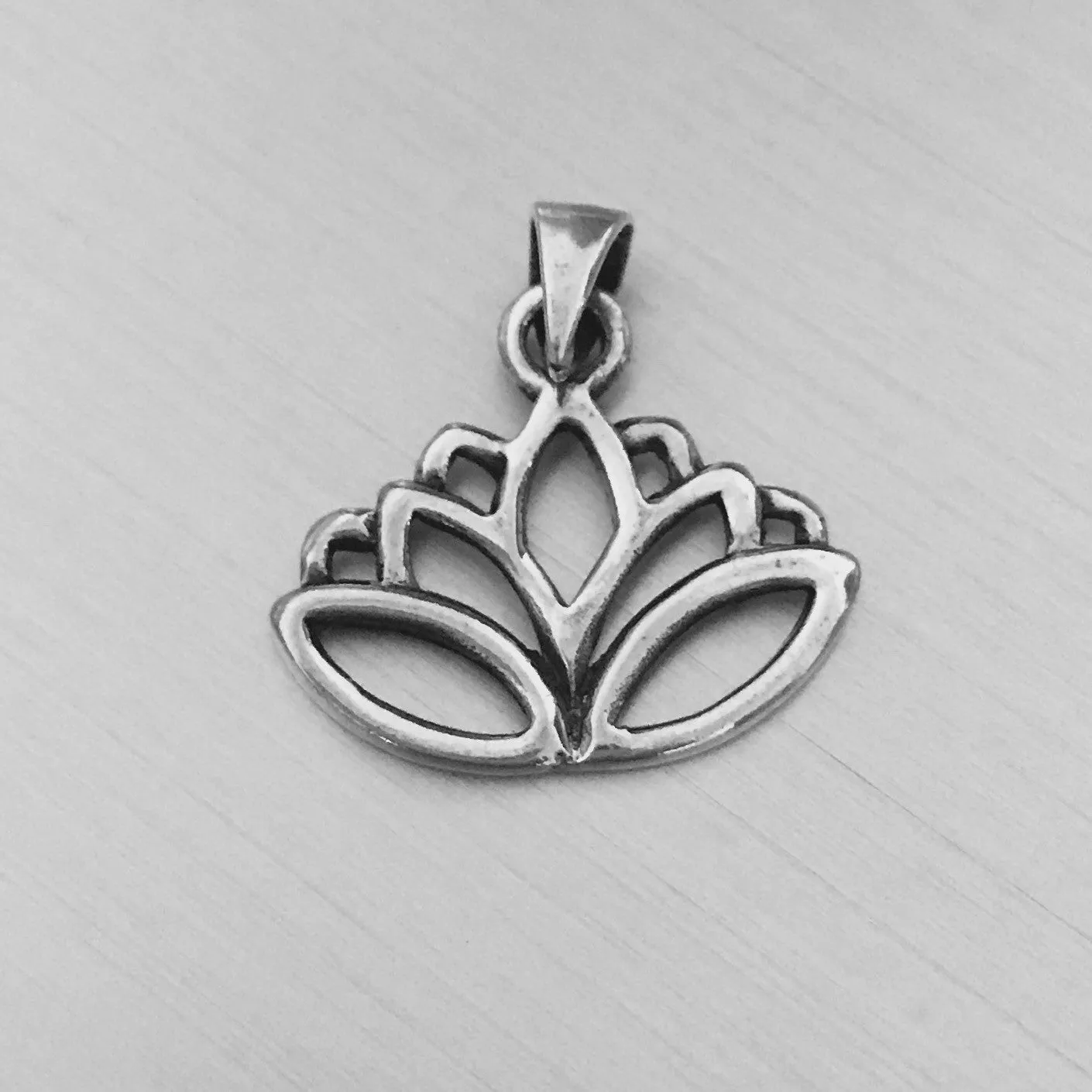 Sterling Silver Lotus Flower Pendant, Yoga Jewelry
