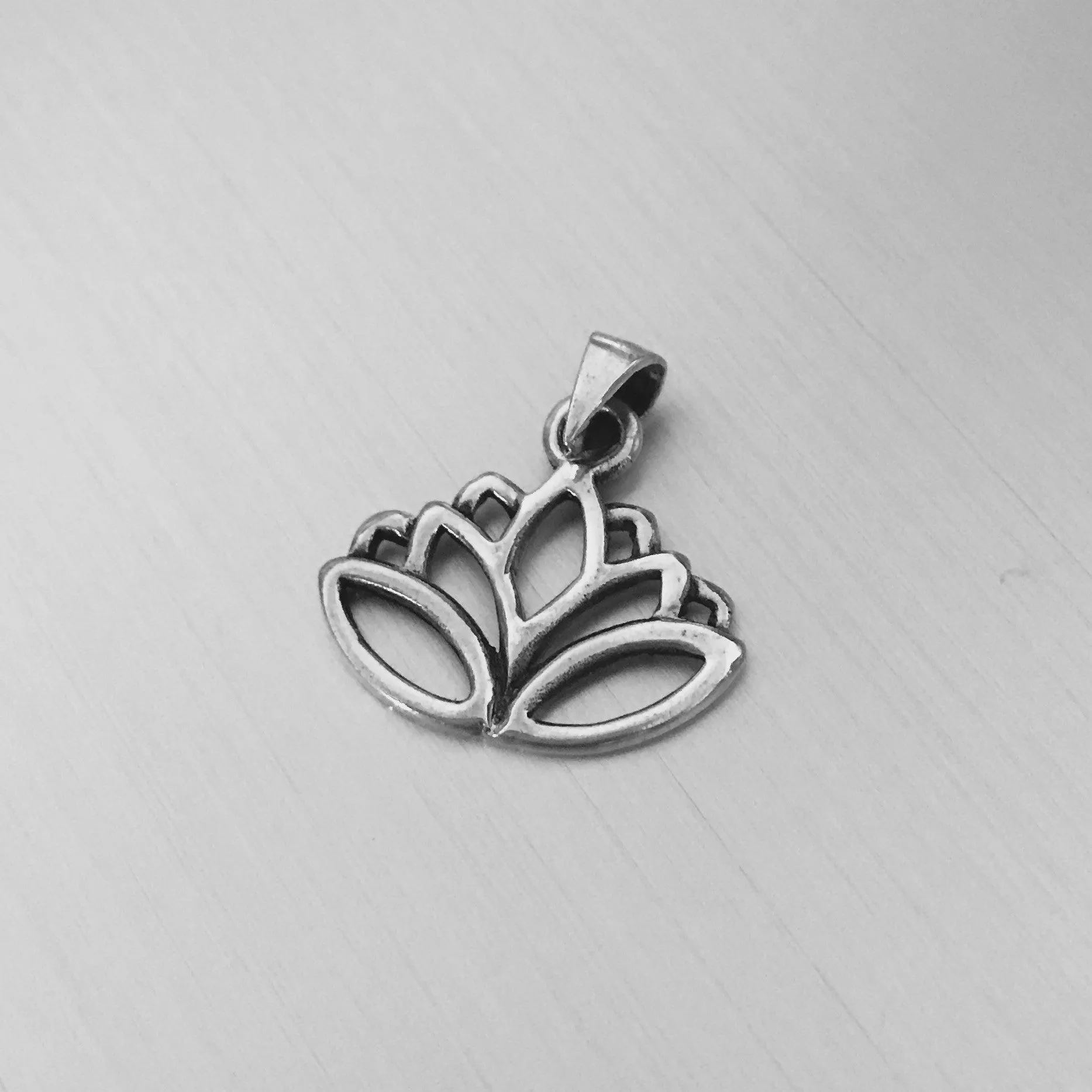 Sterling Silver Lotus Flower Pendant, Yoga Jewelry