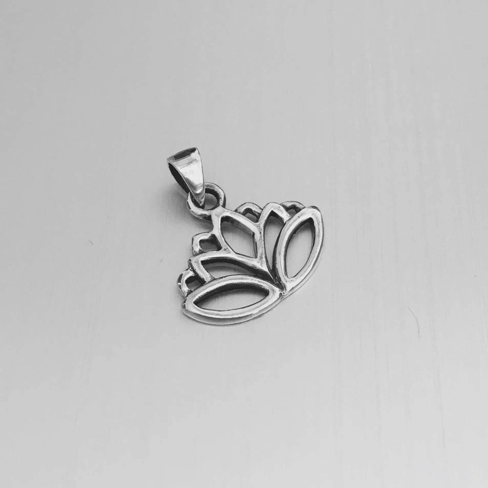 Sterling Silver Lotus Flower Pendant, Yoga Jewelry