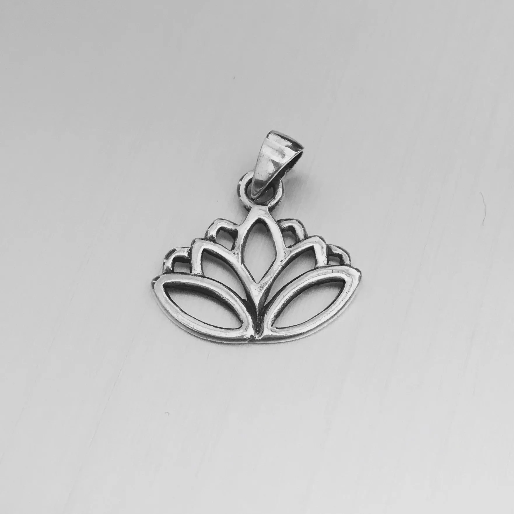 Sterling Silver Lotus Flower Pendant, Yoga Jewelry