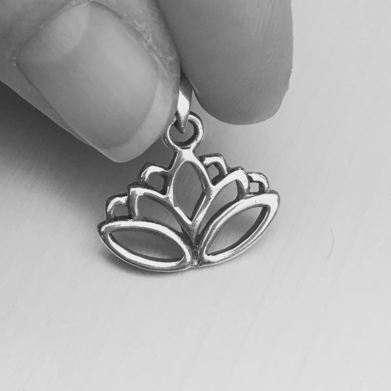 Sterling Silver Lotus Flower Pendant, Yoga Jewelry
