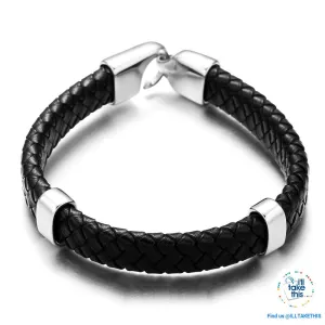 Superior quality Braided Leather Men's/Women's Bracelet Stainless Steel easy fit Clasp -Black/Brown
