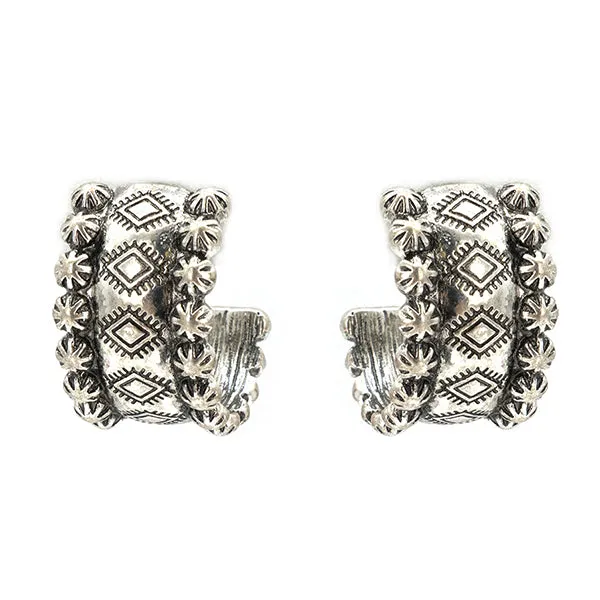 The Concho Stamped Fashion Hoop Earrings
