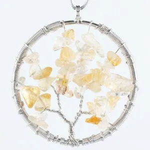 The Tree of Life Healing Natural Gemstone Pendant Necklace - Citrine
