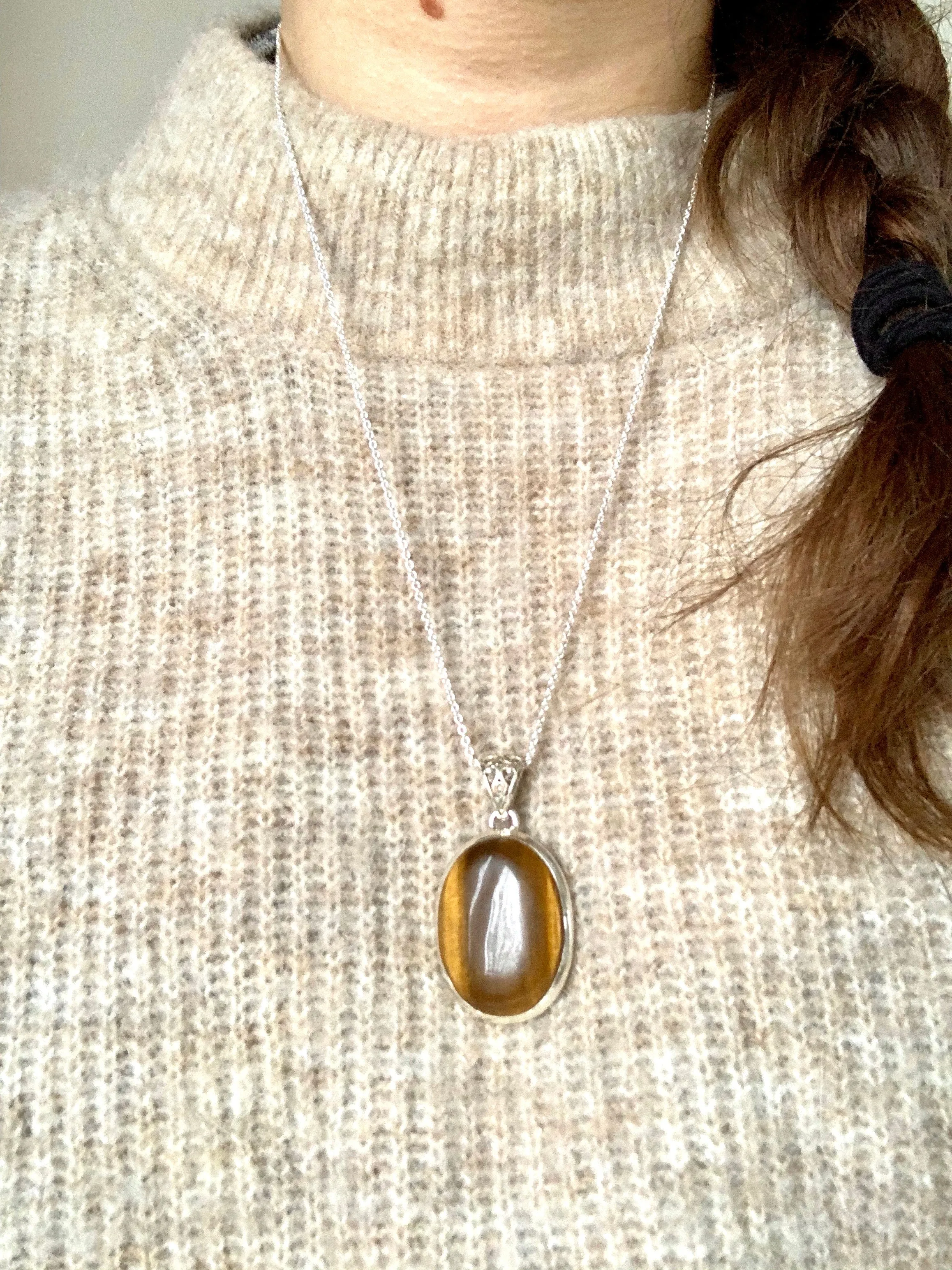 Tiger’s Eye Ariel Pendant - Oval (Designed Bail)
