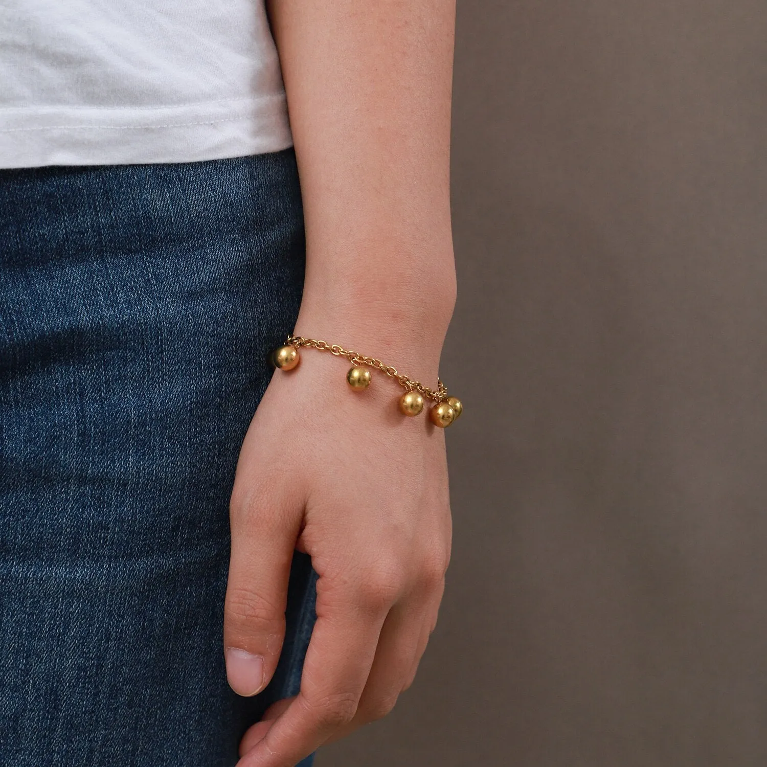 Trendy 18k Gold Plated Stainless Steel Bracelets Jewelry Waterproof Mulit Round Ball Bracelet for Women