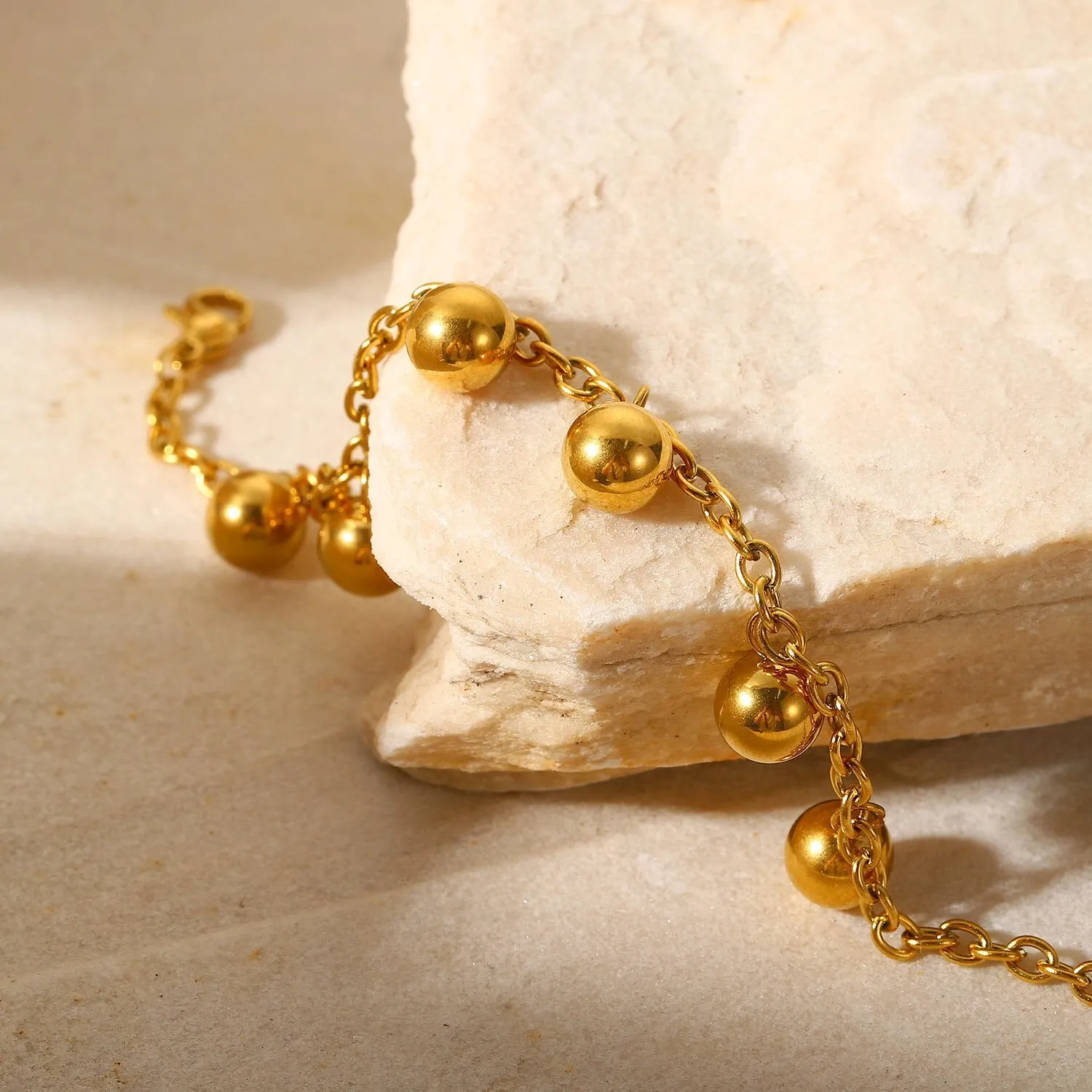 Trendy 18k Gold Plated Stainless Steel Bracelets Jewelry Waterproof Mulit Round Ball Bracelet for Women