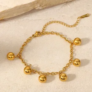 Trendy 18k Gold Plated Stainless Steel Bracelets Jewelry Waterproof Mulit Round Ball Bracelet for Women