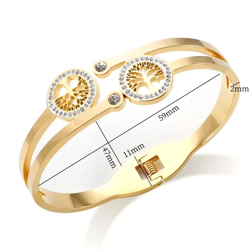 Trendy Life Tree Charm Women's Bracelet Hollow Crystal Bracelet Luxury Gift