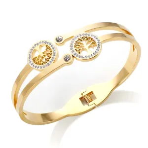 Trendy Life Tree Charm Women's Bracelet Hollow Crystal Bracelet Luxury Gift
