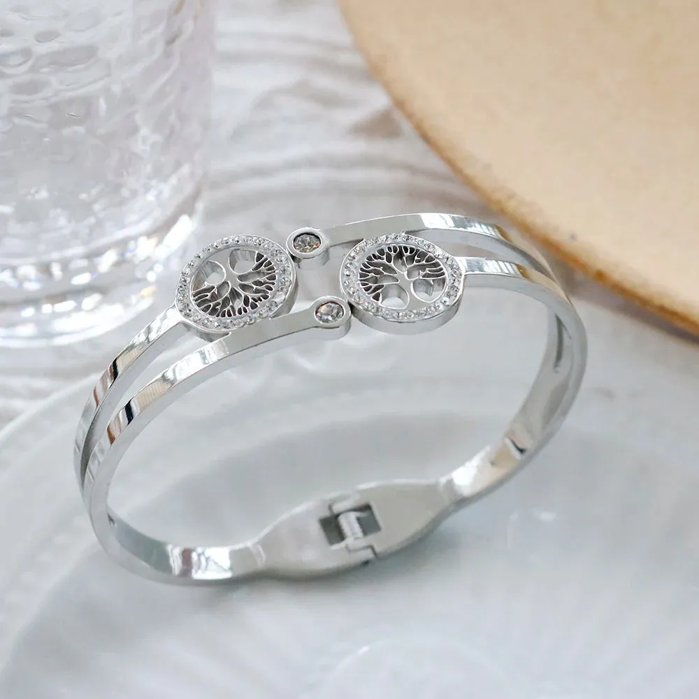 Trendy Life Tree Charm Women's Bracelet Hollow Crystal Bracelet Luxury Gift