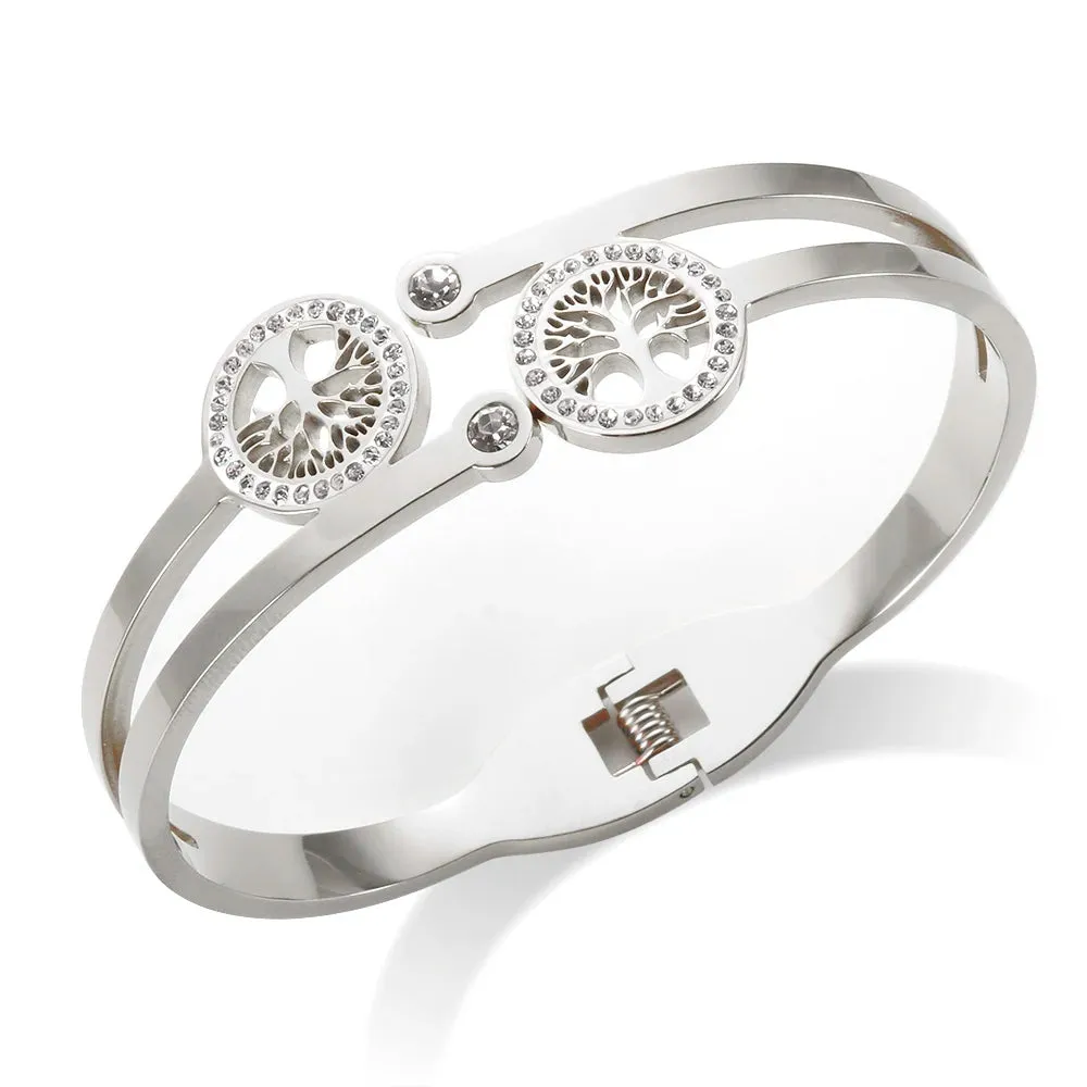Trendy Life Tree Charm Women's Bracelet Hollow Crystal Bracelet Luxury Gift
