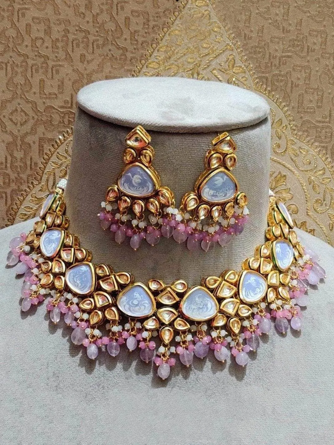 Triangular Kundan Pastel Set