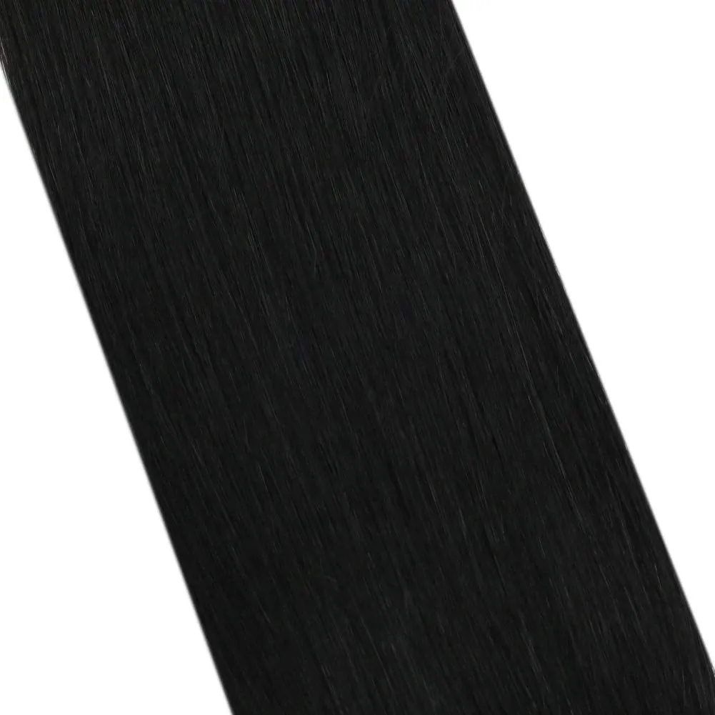 Ugeat Microlink Hair Extensions Human Hair Real Human Hair Extensions Micro Ring Hair Extensions Human Hair Straight Nano Rings Tipped Hair Jet Black #1 1g/1strand 50G/50Strands 22 Inch