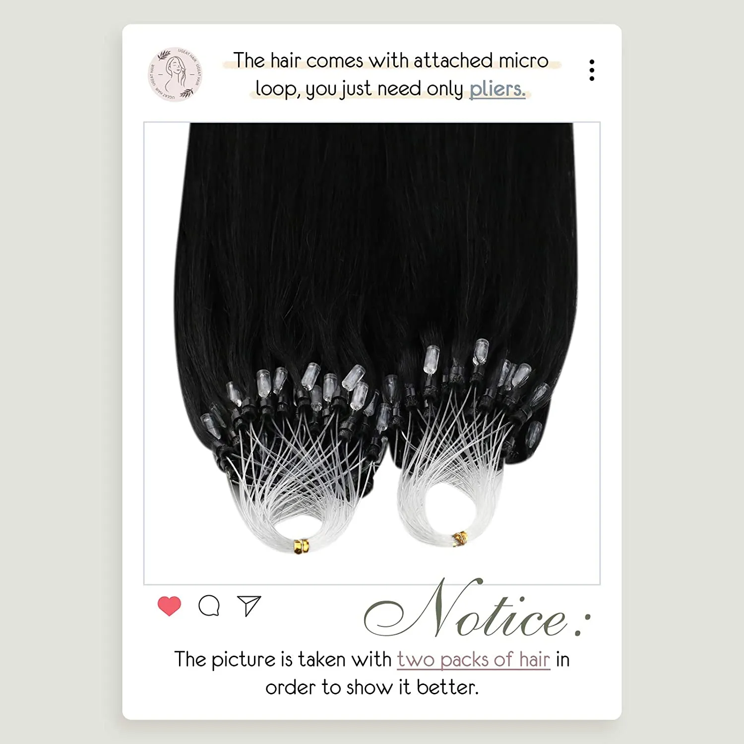 Ugeat Microlink Hair Extensions Human Hair Real Human Hair Extensions Micro Ring Hair Extensions Human Hair Straight Nano Rings Tipped Hair Jet Black #1 1g/1strand 50G/50Strands 22 Inch