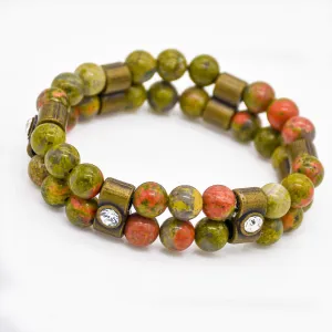 Unakite Bangle Stretch Bracelet