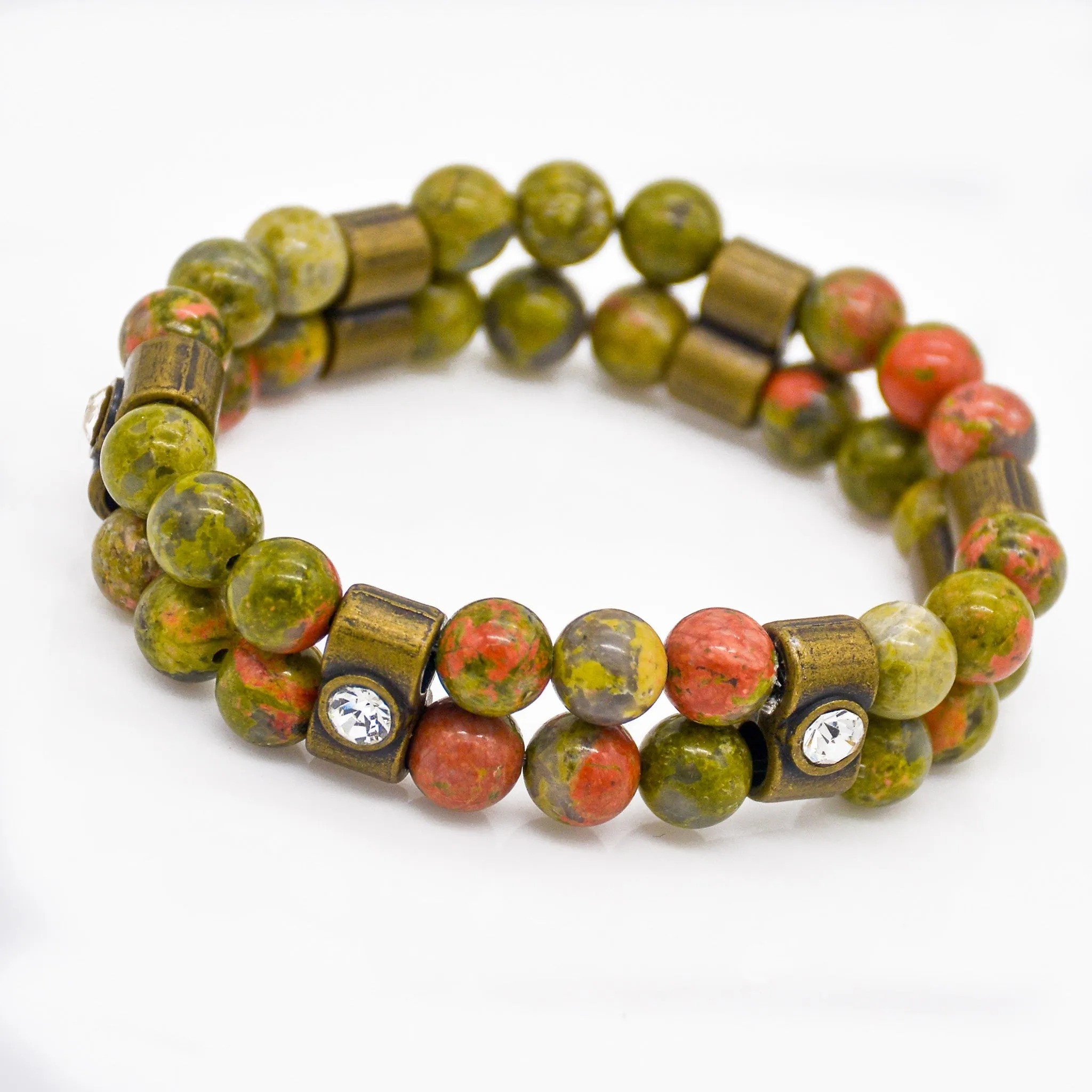 Unakite Bangle Stretch Bracelet