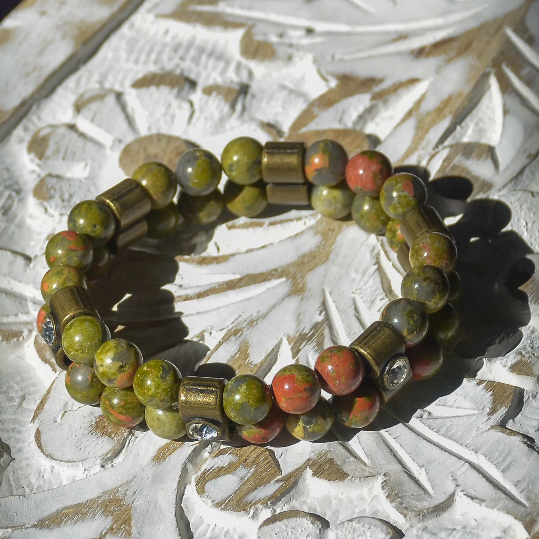 Unakite Bangle Stretch Bracelet