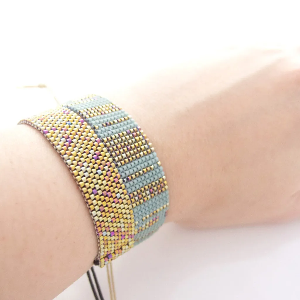 Urbania Cord Bracelet- Mint Stripe Beaded Bracelet