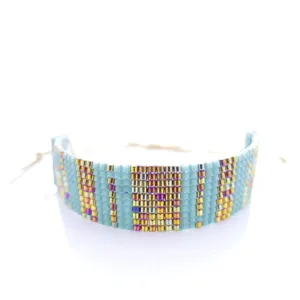 Urbania Cord Bracelet- Mint Stripe Beaded Bracelet