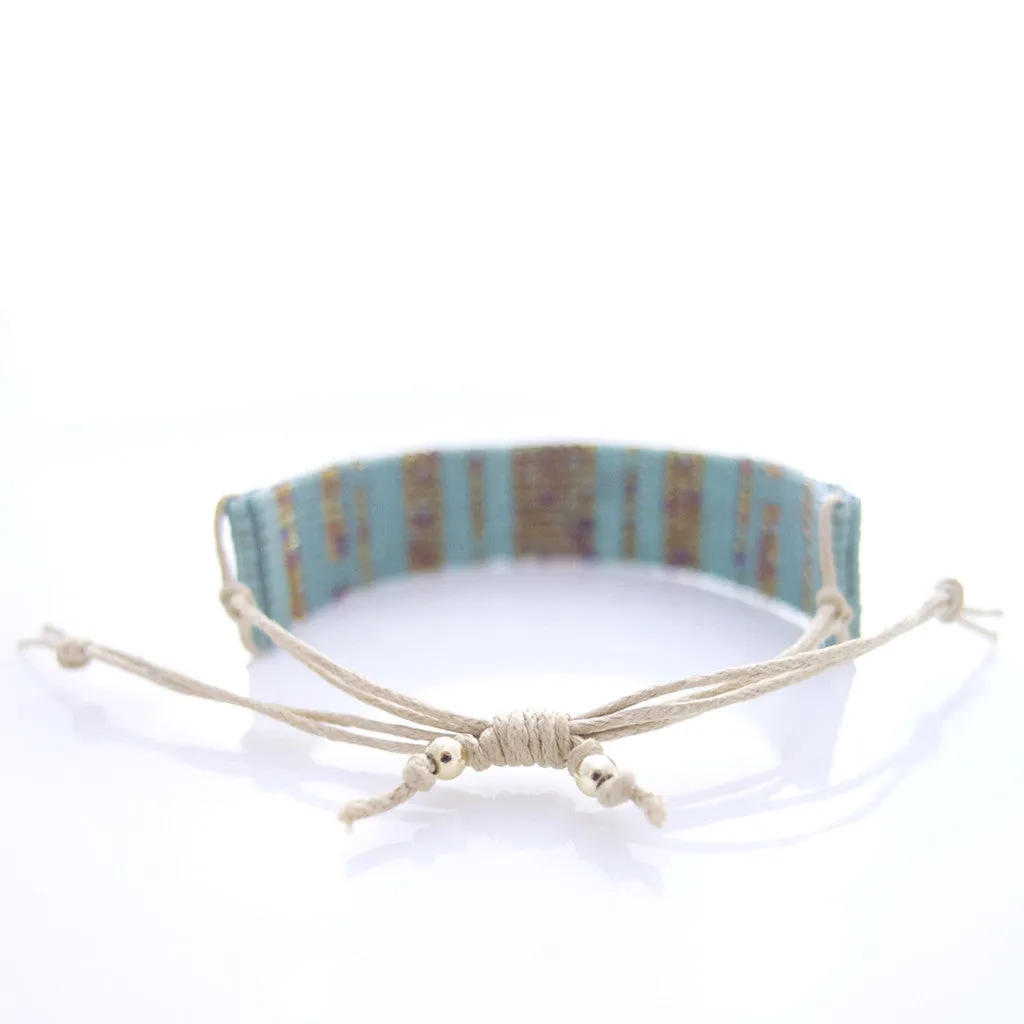 Urbania Cord Bracelet- Mint Stripe Beaded Bracelet