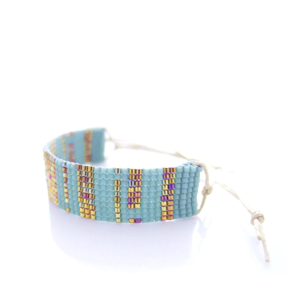 Urbania Cord Bracelet- Mint Stripe Beaded Bracelet