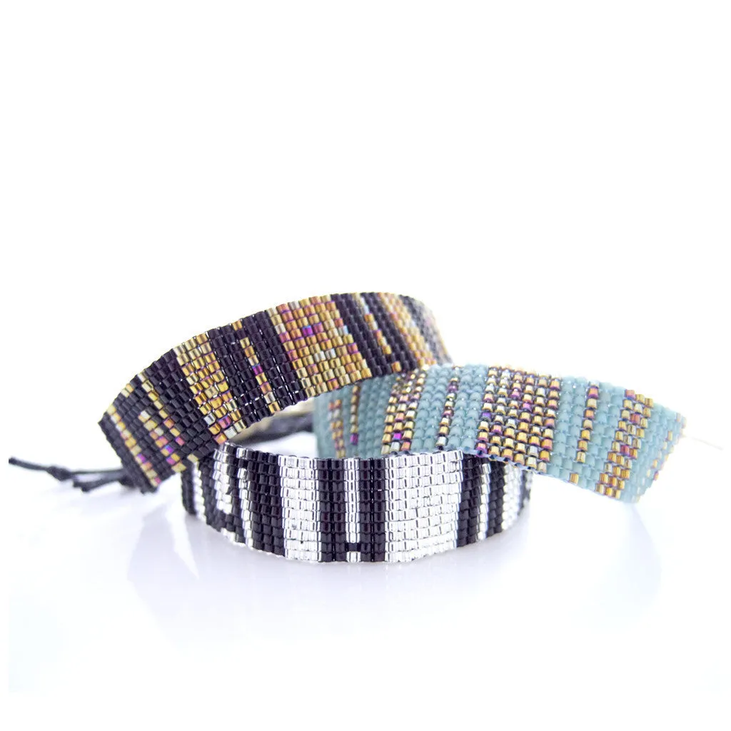 Urbania Cord Bracelet- Mint Stripe Beaded Bracelet