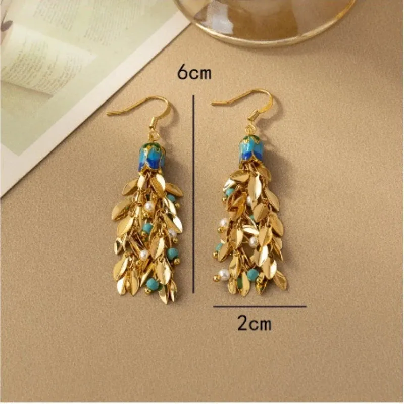 VAIGE Chic Metal Tassel Drop Earrings in Gold and Silver